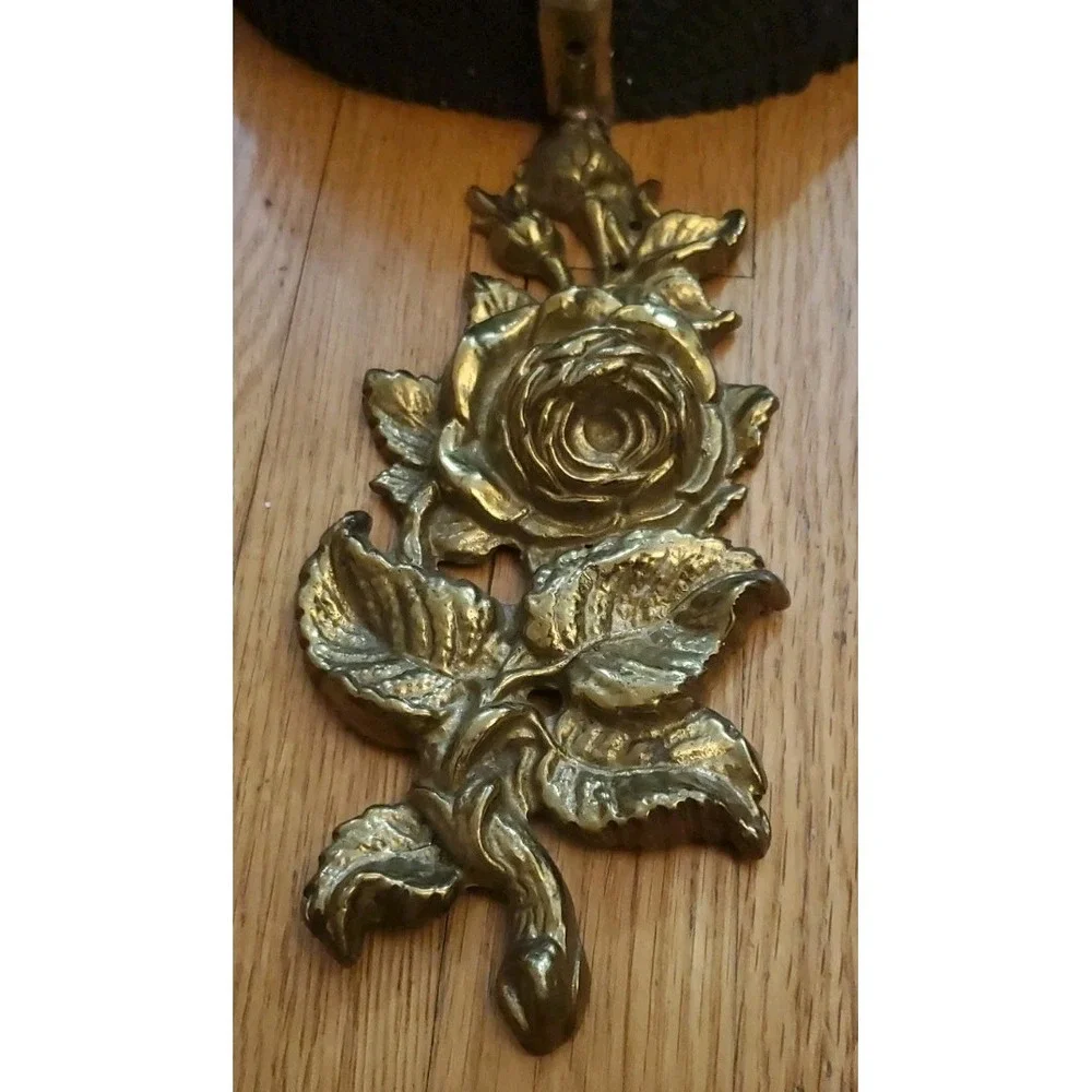Repurposed Virginia Metalcrafters 2207 Brass Rose Curtain Tie Back Wall Shelves